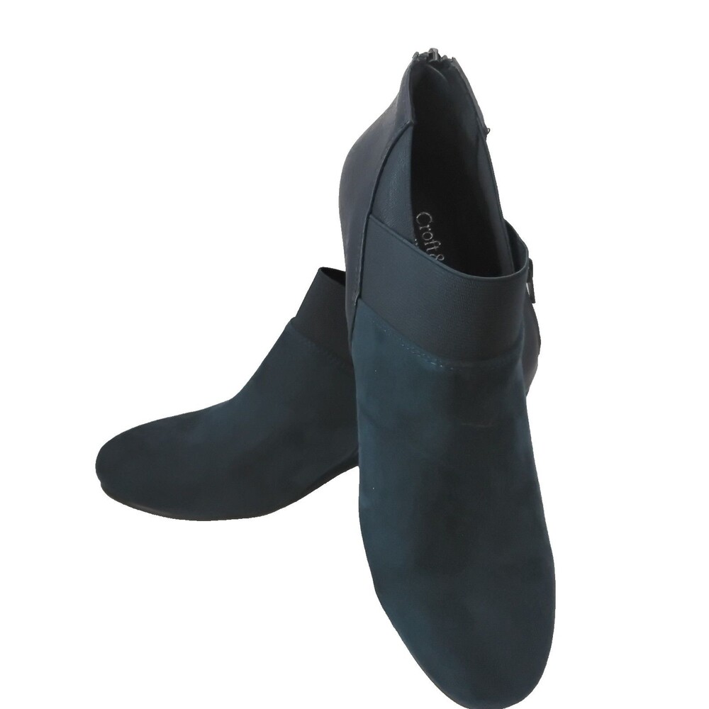 Croft & Barrow with Ortholite Eco Blue Suede Womens Ankle Boots Booties size 8